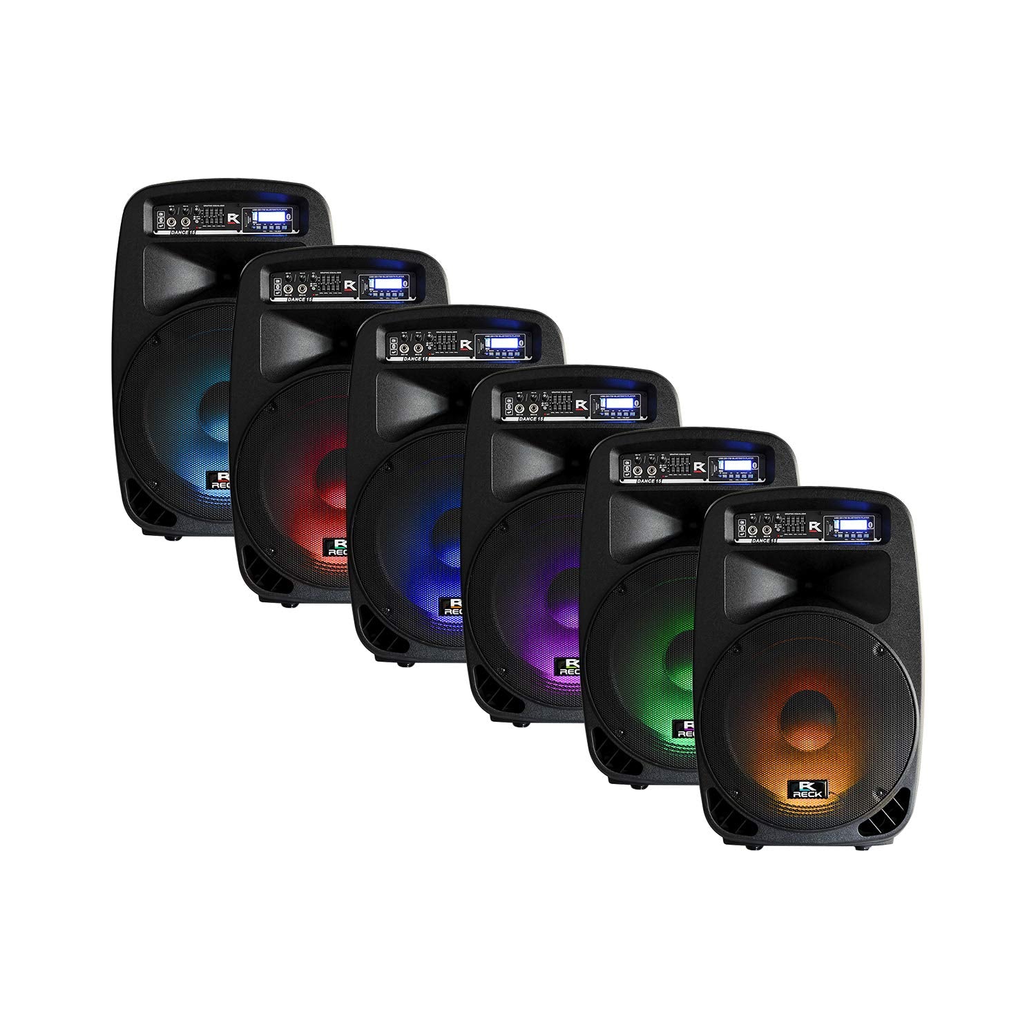 PRORECK Dance 15 Portable 15-Inch 2000 Watt 2-Way Powered PA Speaker System Combo Set with Bluetooth/USB/SD Card Reader/FM Radio